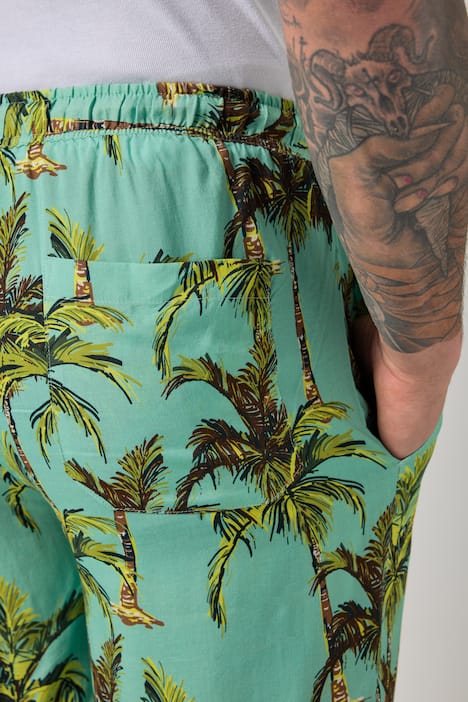 Bermuda shorts, elasticated waistband, viscose, all-over print, up to size 8XL