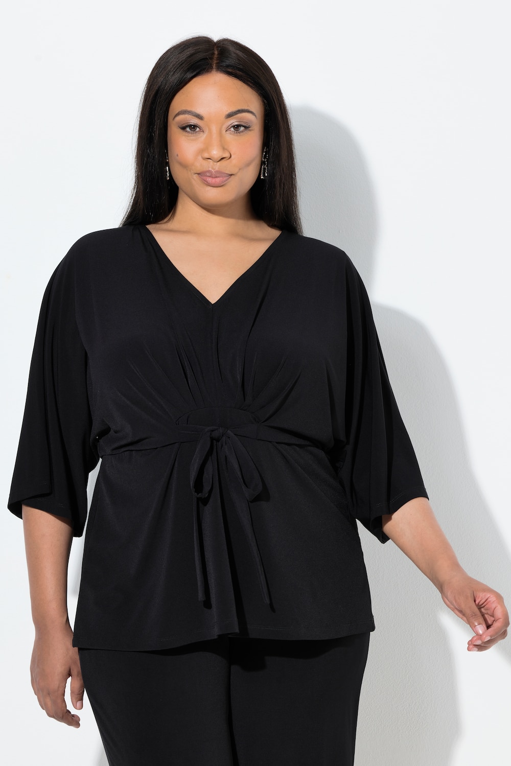 Große Größen Kimono-Shirt, Damen, schwarz, Größe: 42/44, Polyester, Ulla Popken