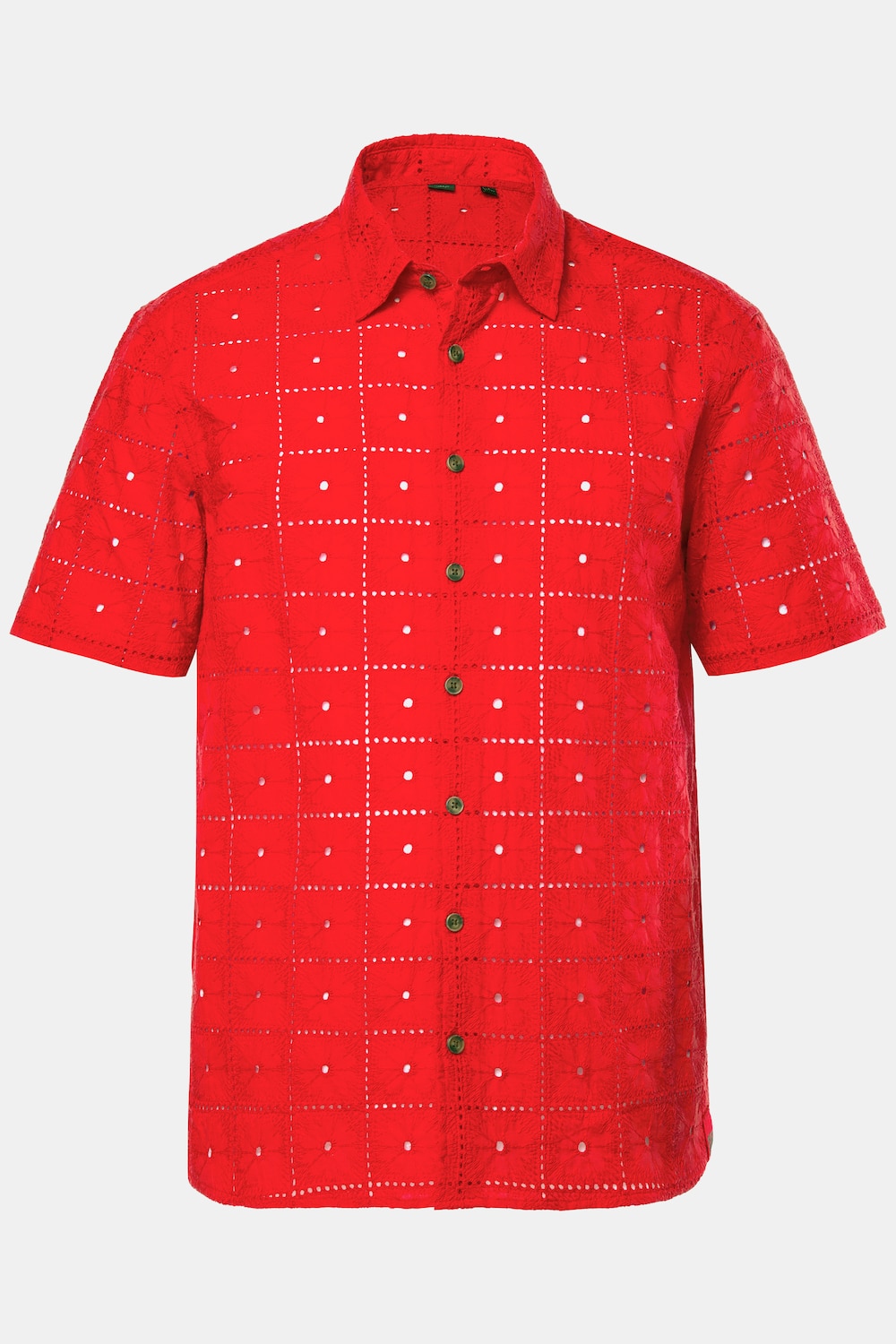 Chemise STHUGE avec broderie ajourée, manches courtes et col Kent, coupe Boxy Fit – jusqu'au 8 XL