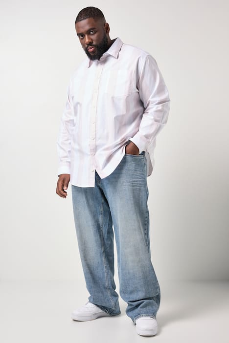 Chemise à rayures STHUGE, manches longues et col Kent, coupe Modern Fit - jusqu'au 8 XL