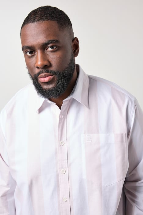 Chemise à rayures STHUGE, manches longues et col Kent, coupe Modern Fit - jusqu'au 8 XL