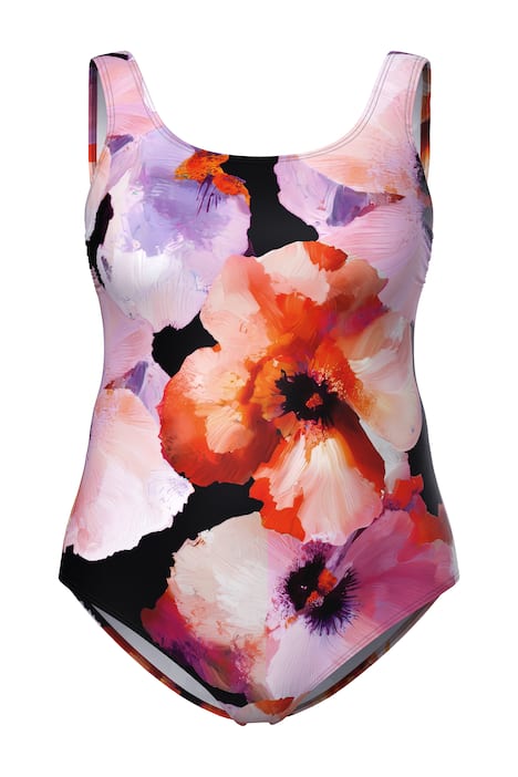 Plavky, květinový vzor, bez měkkých košů, pás pod prsy