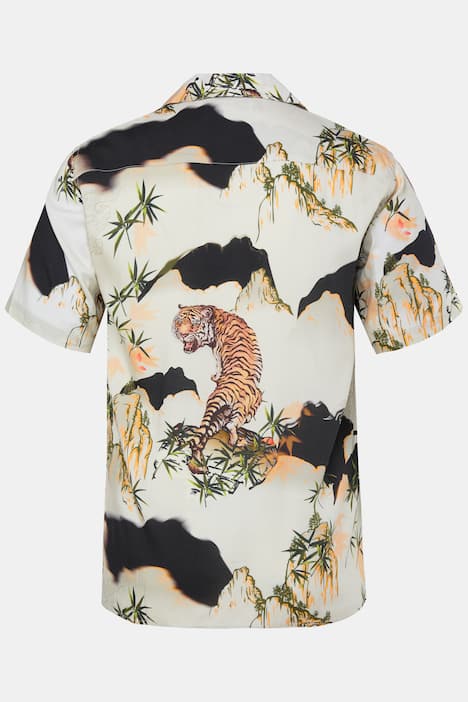 STHUGE Hemd, Halbarm, Kuba-Kragen, Alloverdruck, kastiger Fit, bis 8 XL