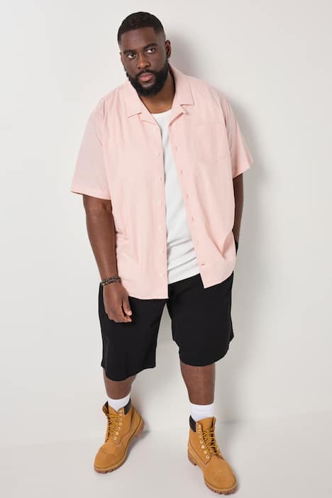 STHUGE Hemd, Halbarm, Kuba-Kragen, Struktur, kastiger Fit, bis 8 XL