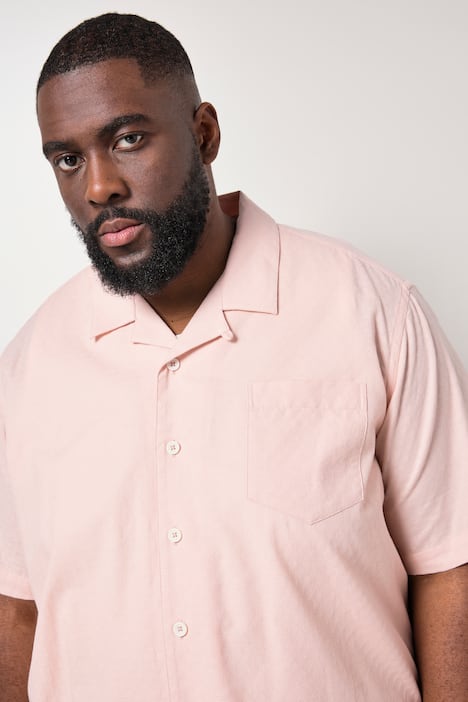 STHUGE Hemd, Halbarm, Kuba-Kragen, Struktur, kastiger Fit, bis 8 XL