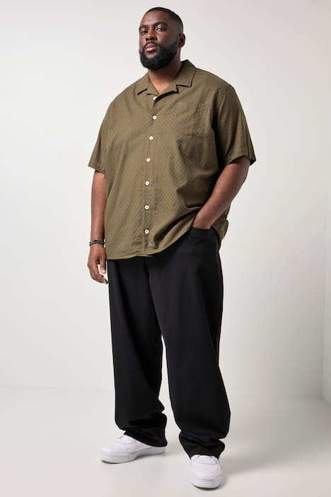 STHUGE Hemd, Halbarm, Kuba-Kragen, Struktur, kastiger Fit, bis 8 XL