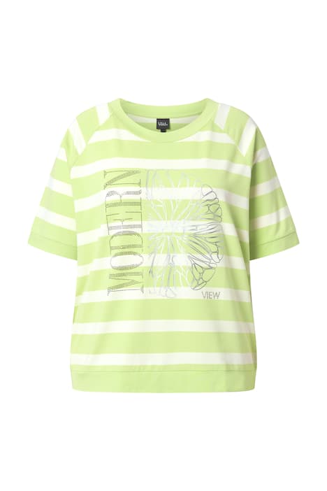 Tričko, proužky, motiv citrusů, kulatý výstřih, polo rukávy