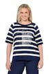 Tričko, proužky, motiv citrusů, kulatý výstřih, polo rukávy