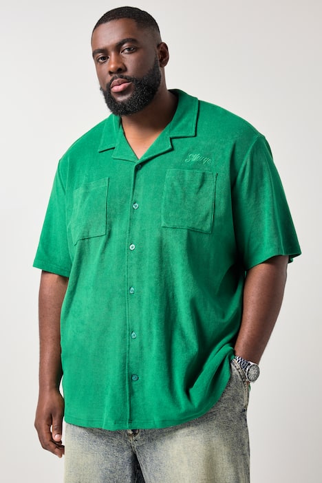 Koszula STHUGE, rękaw 1/2, kubański kołnierzyk, frotte, pudełkowy krój, do rozm. 8 XL