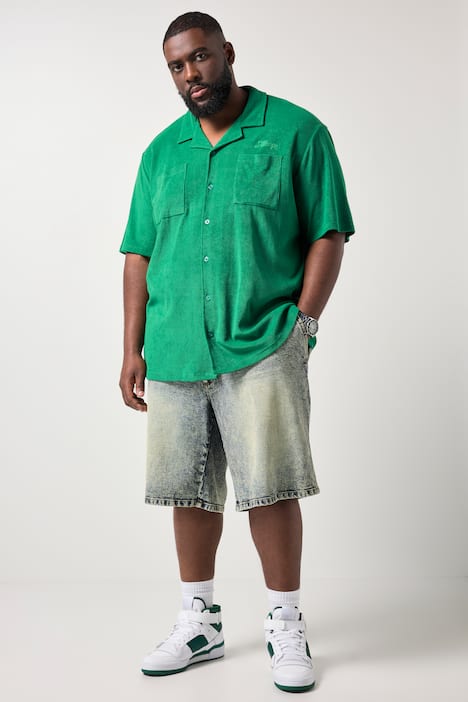 Koszula STHUGE, rękaw 1/2, kubański kołnierzyk, frotte, pudełkowy krój, do rozm. 8 XL