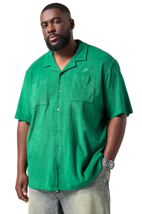 STHUGE košile, krátké rukávy, Cuba límec, froté, boxy střih, až do velikosti 8XL