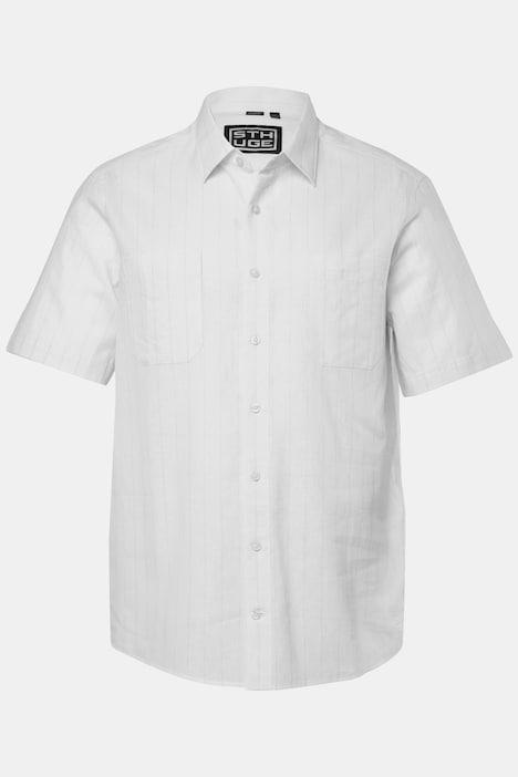 Camisa de mezcla de lino, media manga, Boxy Fit, cuello kent, hasta la talla 8 XL