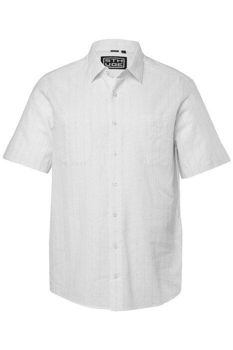 lněná směs pruhovaná košile, krátké rukávy, boxy střih, límec ve stylu Kent, až do velikosti 8XL