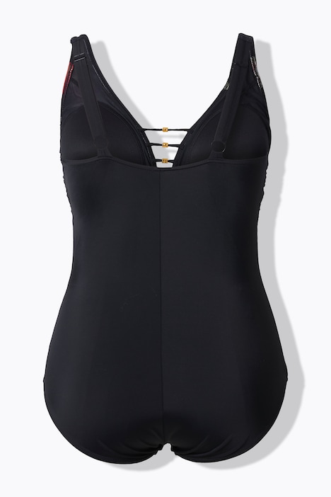 Costume da bagno, fiori, coppe soffici, laccetti decorativi, materiale riciclato