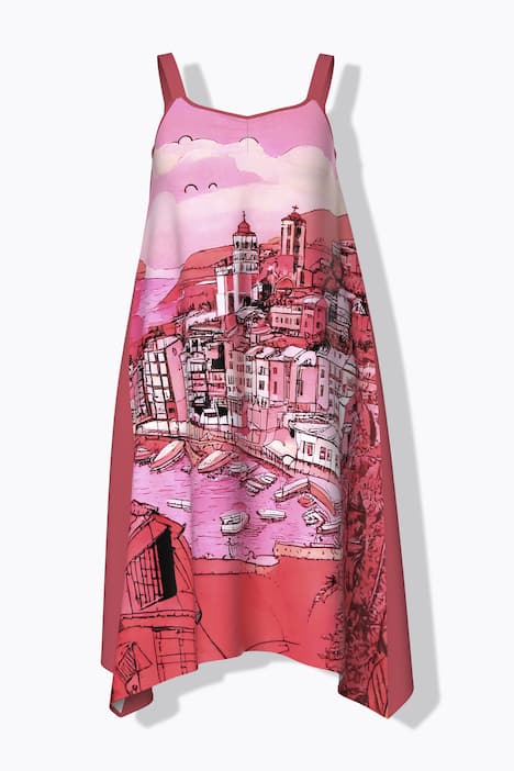 Šaty, sváteční motiv, áčkový střih, V výstřih, bez rukávů