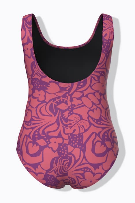 Badeanzug, Blüten, ohne Softcups, Rundhalsausschnitt