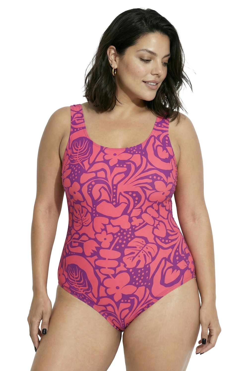 Stora storlekar Baddräkt utan kupor, Dam, rosa, storlek: 54/56, Polyester/Syntetfibrer/Elastan, Ulla Popken
