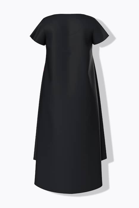 Midi šaty, květinový vzor, áčkový střih, V výstřih, čepičkové rukávy