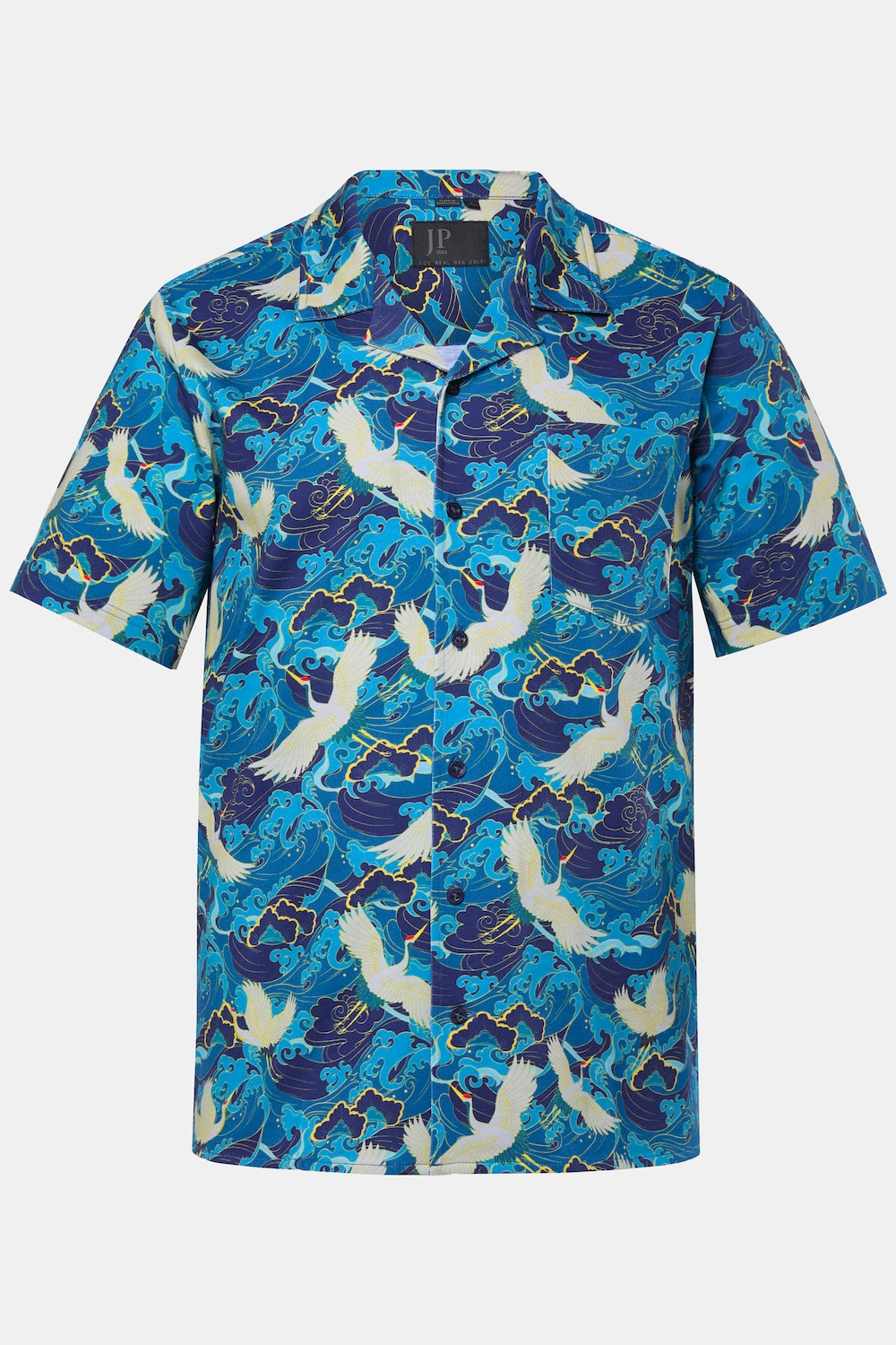 JP 1880 Jerseyhemd, Halbarm, Cuba-Kragen, Alloverprint, Cuba Fit, bis 8 XL