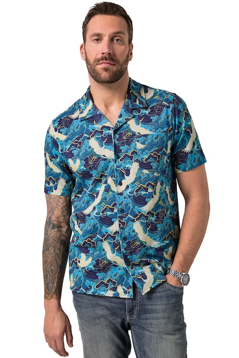 JP 1880 Košile z džersejového materiálu, krátké rukávy, cuba límeček, celoplošný potisk, cuba střih, do velikosti 8XL