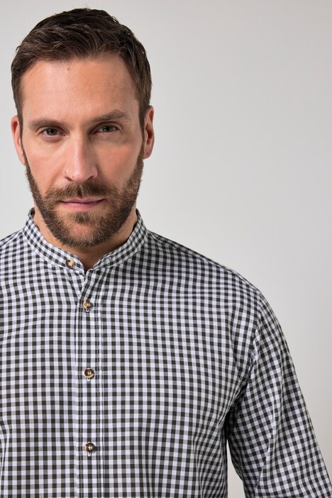 Karohemd, Tracht, Langarm, Stehkragen, Modern Fit, bis 8 XL