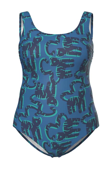 Plavky, kočky, bez vycpávek, kulatý výstřih