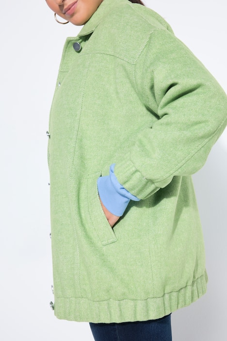 Bomberjakke, længere facon og oversized, uldoptik