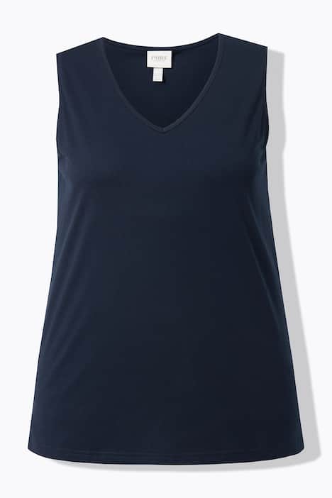 Top smanicato dalla vestibilità classica in cotone biologico con scollo a V