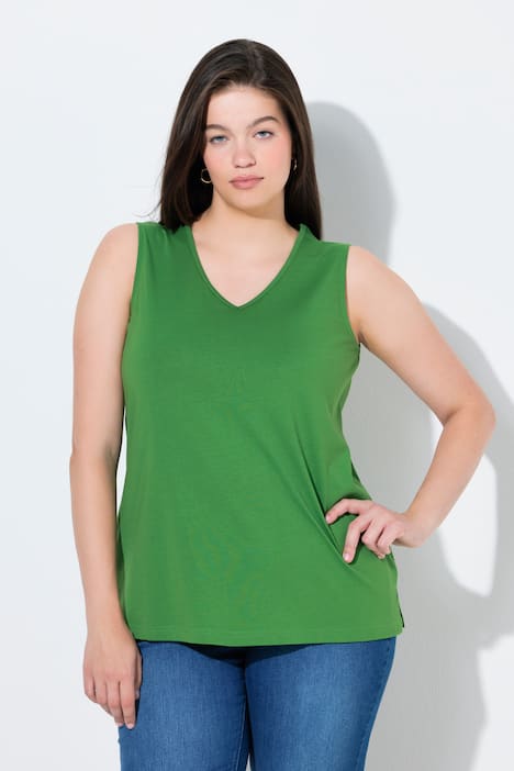 Top smanicato dalla vestibilità classica in cotone biologico con scollo a V