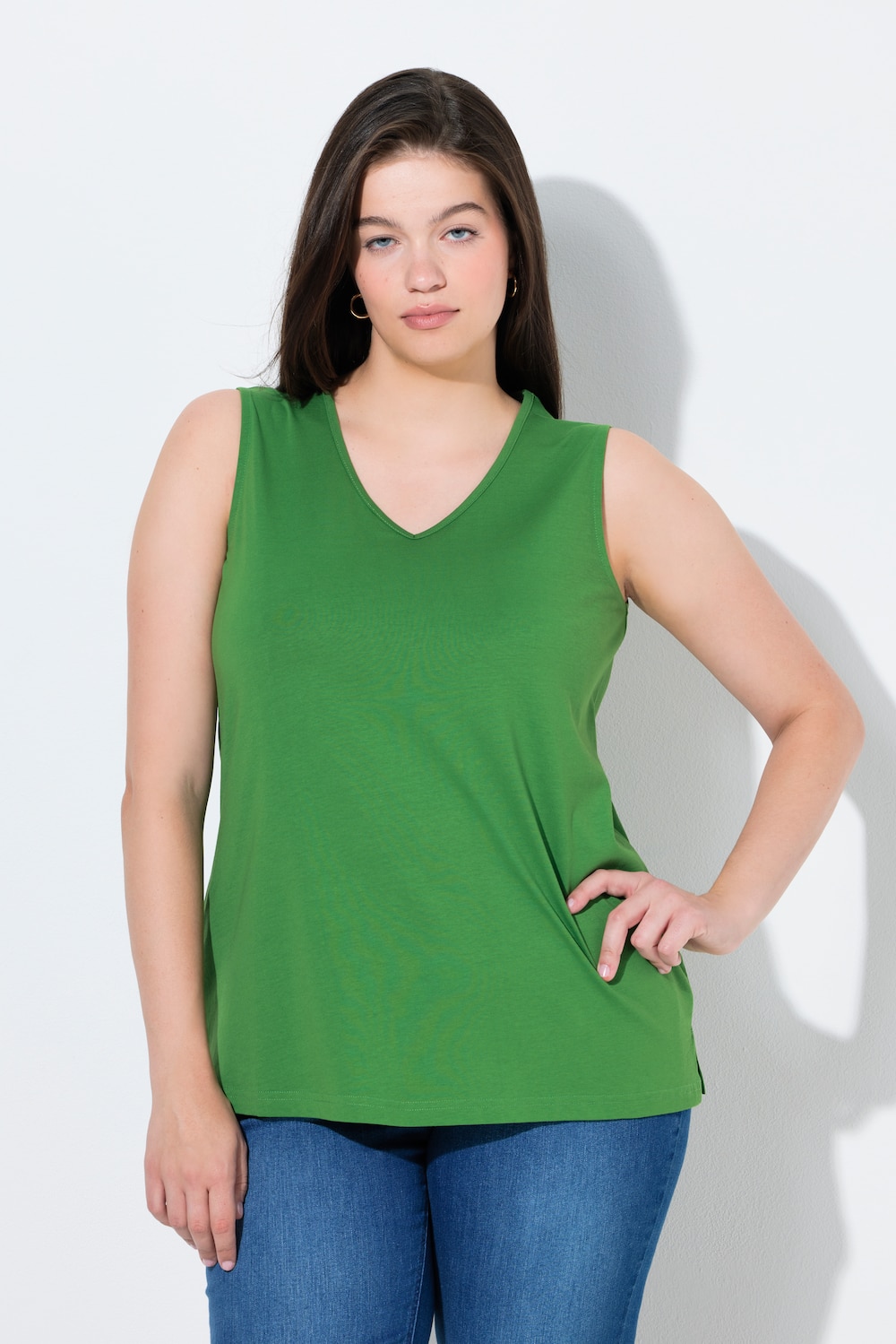 Thumbnail - Große Größen Top, Damen, grün, Größe: 50/52, Baumwolle, Ulla Popken