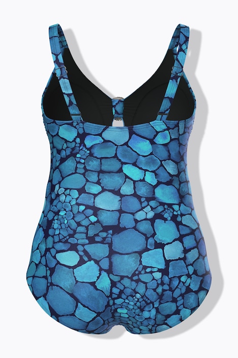 Badeanzug, Wassermuster, Softcups, Zierring, recycelt