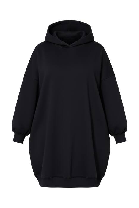 Teplákové midi šaty, oversize, kapuce