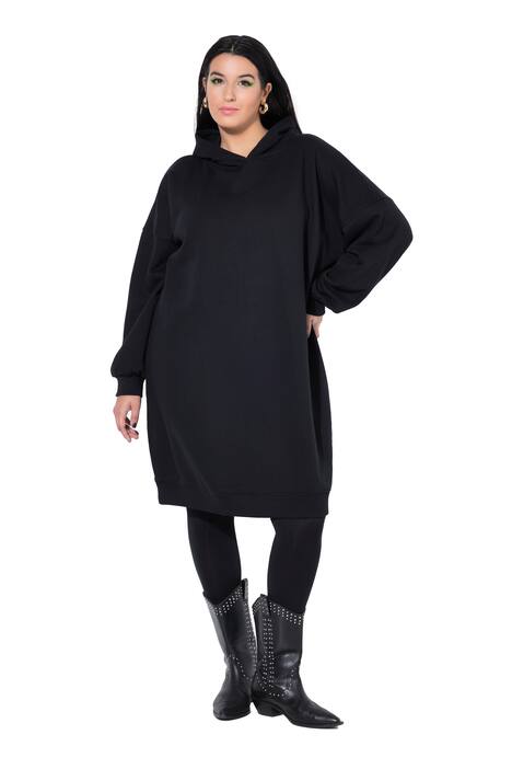 Teplákové midi šaty, oversize, kapuce