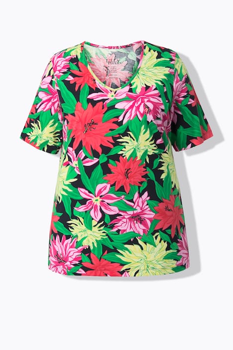 T-Shirt, A-Linie, V-Ausschnitt, Halbarm