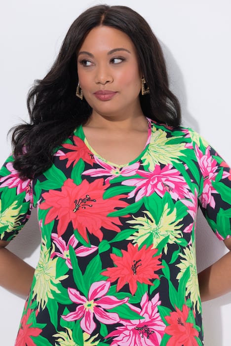 T-Shirt, A-Linie, V-Ausschnitt, Halbarm