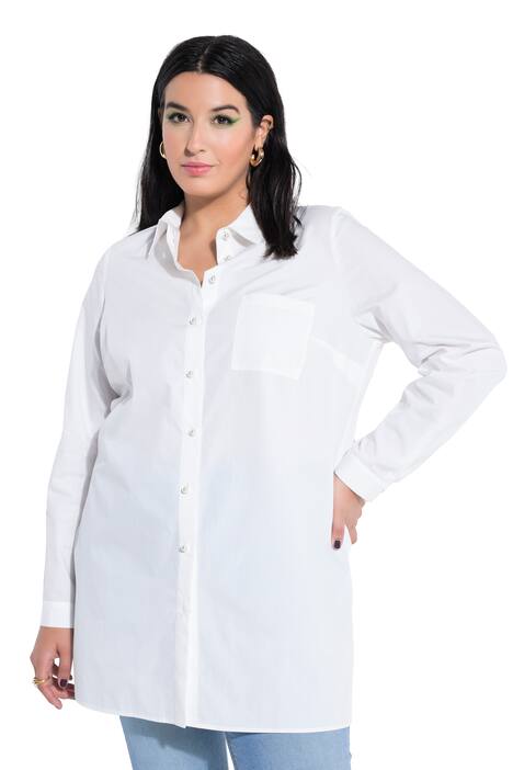 Košilová halenka, Boxy střih, ozdobné perlové knoflíky