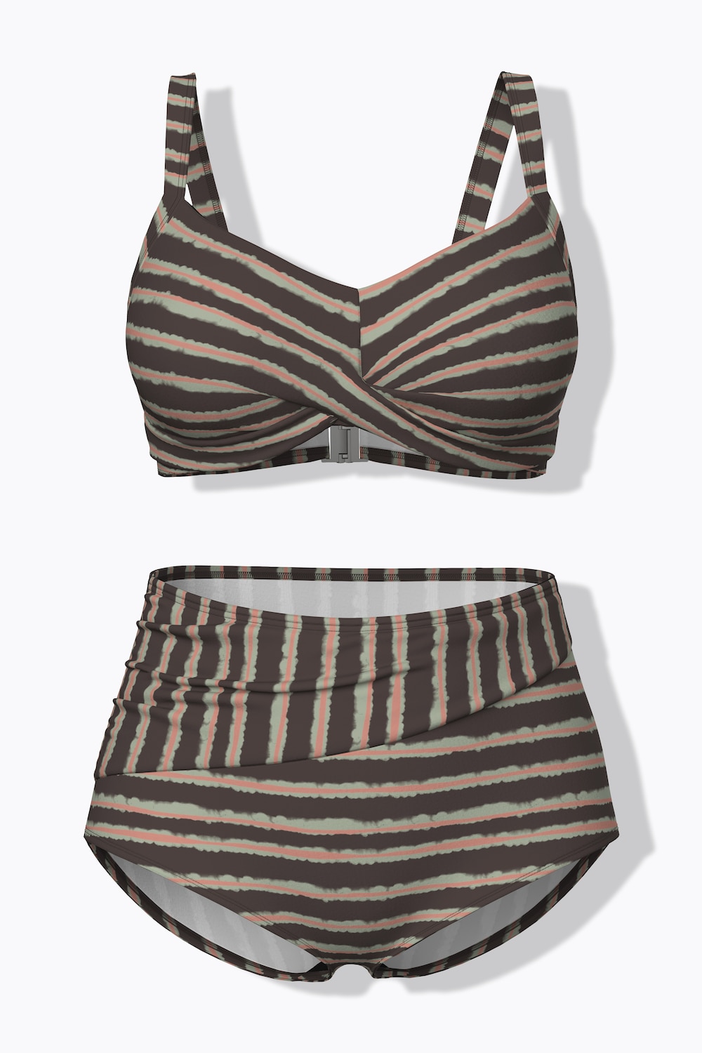 Bikini, streepmix, drapering, zachte cups, gereycled