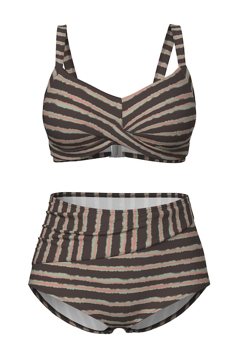 Bikiny, pruhový mix, drapovaný efekt, měkké košíčky, recyklované