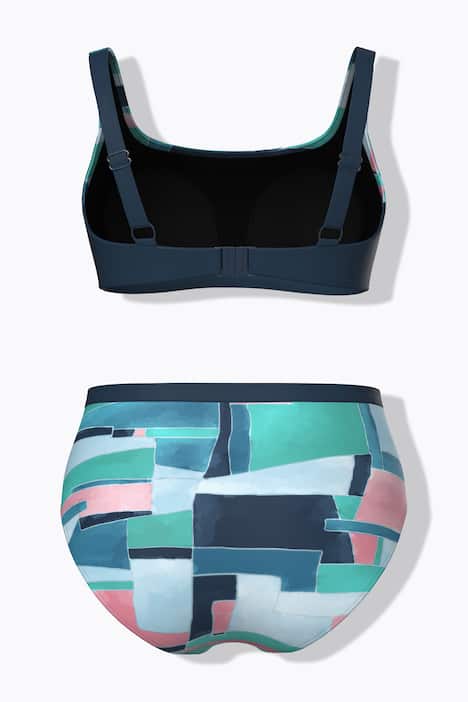 Bikini, grafischer Druck, Softcups, Träger verstellbar