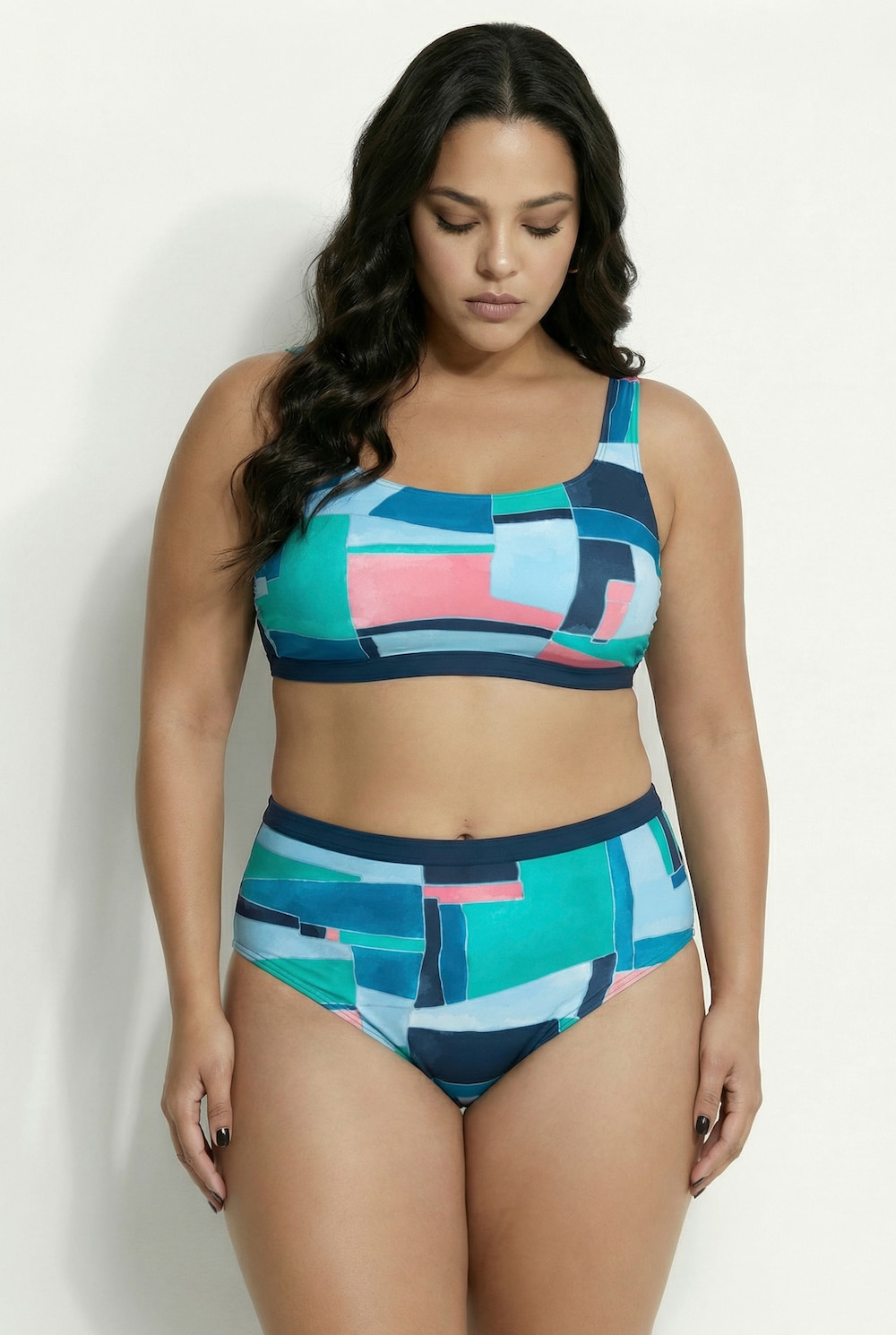 Bikini, grafischer Druck, Softcups, Träger verstellbar