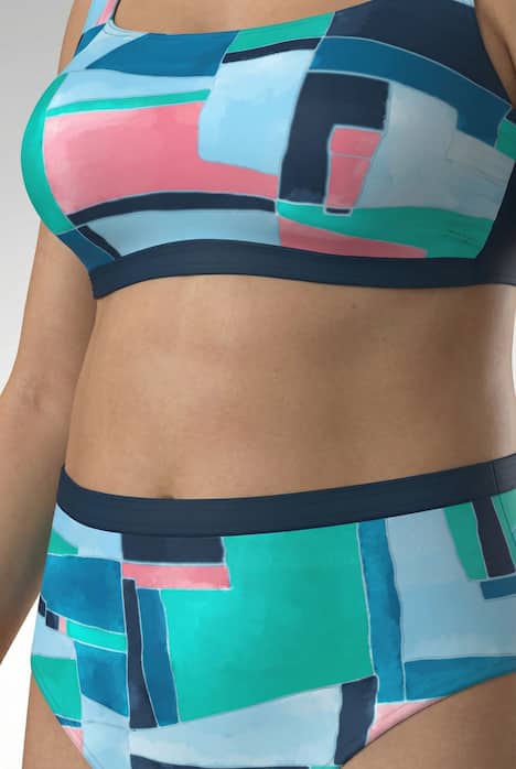 Bikini, grafischer Druck, Softcups, Träger verstellbar