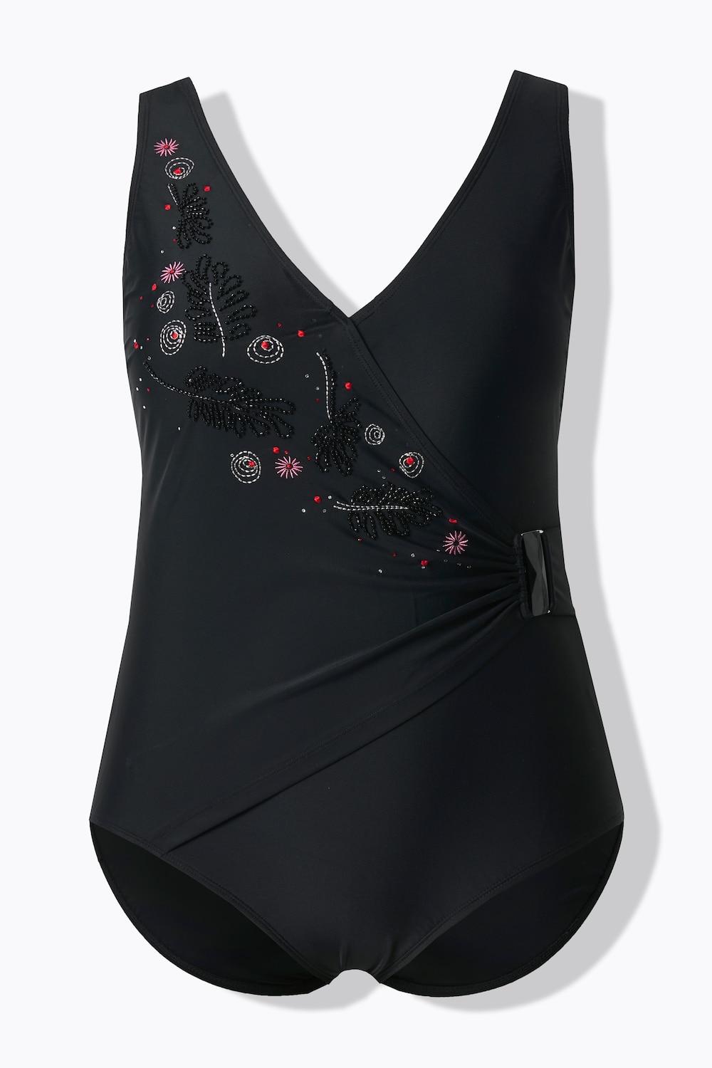 Badeanzug, Wickeleffekt, Softcups, Zierschnalle