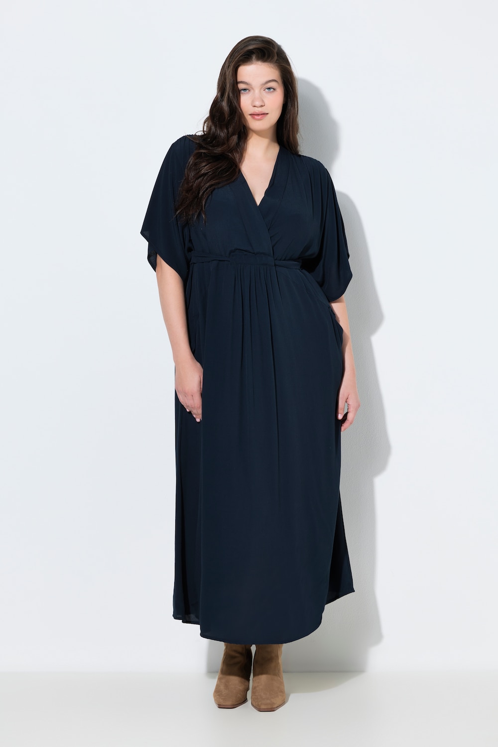 Große Größen Maxi-Blusenkleid, Damen, blau, Größe: 42/44, Viskose, Ulla Popken