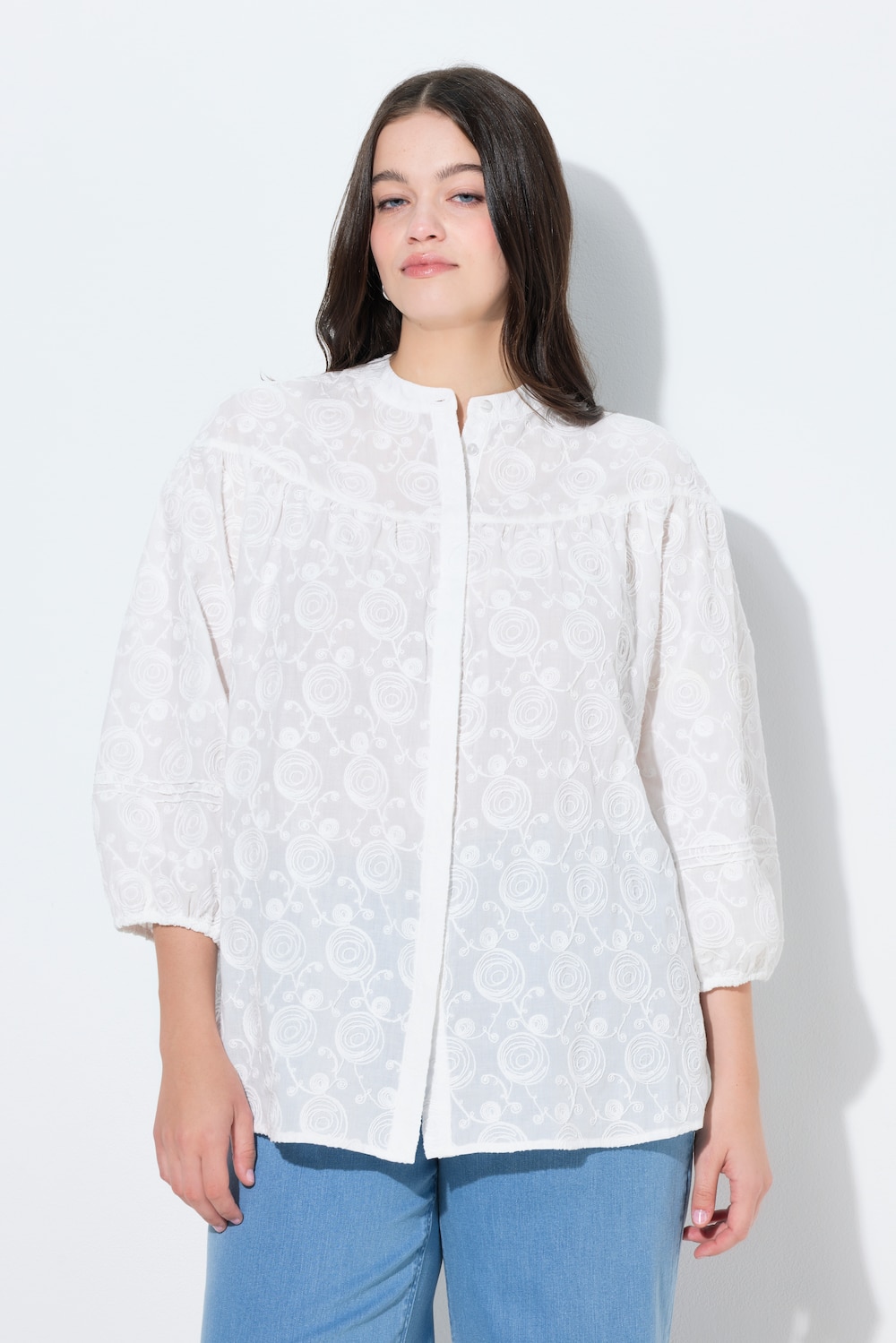 Thumbnail - Große Größen Bluse, Damen, weiß, Größe: 54/56, Baumwolle, Ulla Popken