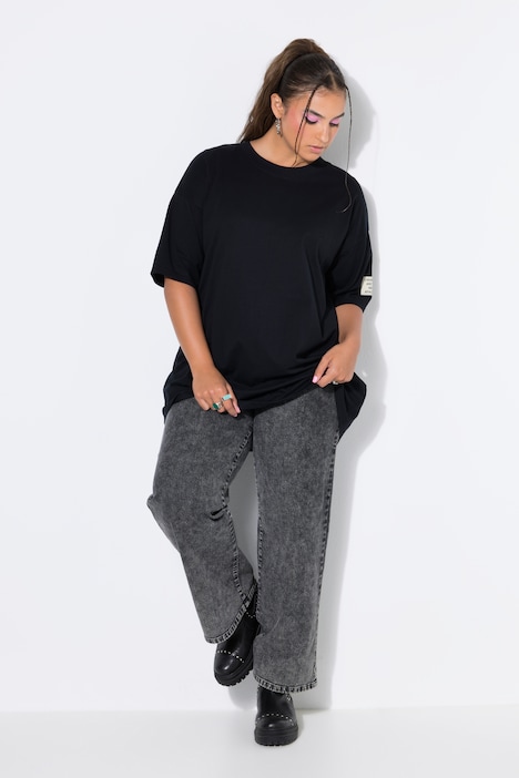 T-shirt, oversize, naszywka na rękawie