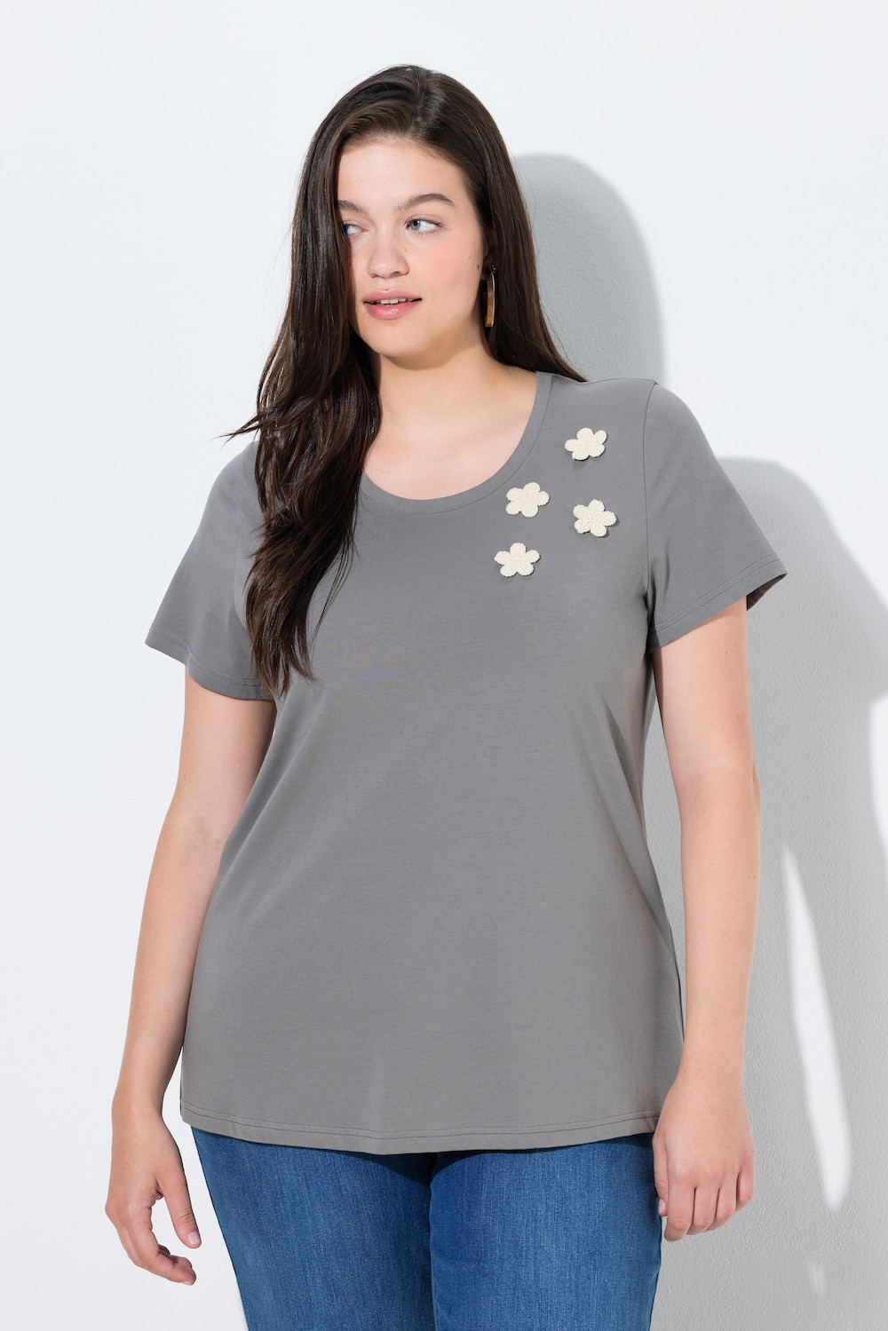 Große Größen T-Shirt, Damen, grau, Größe: 58/60, Baumwolle, Ulla Popken