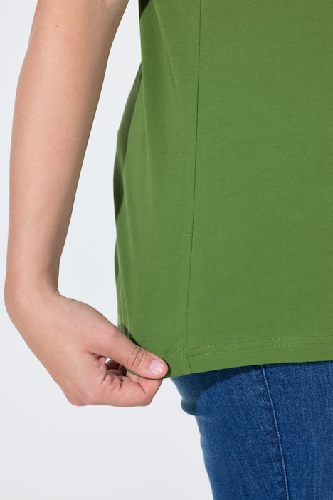 T-shirt, gehaakte bloemen, ronde hals, korte mouwen, biologisch katoen