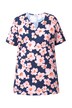 Dlouhé tričko, květy, A střih, tunikový výstřih, krátké rukávy