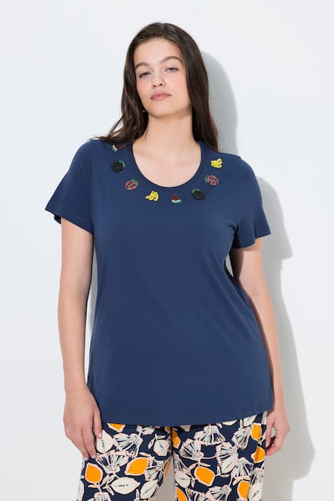 T-shirt, fruit van sierkraaltjes, ronde hals, korte mouwen, biologisch katoen