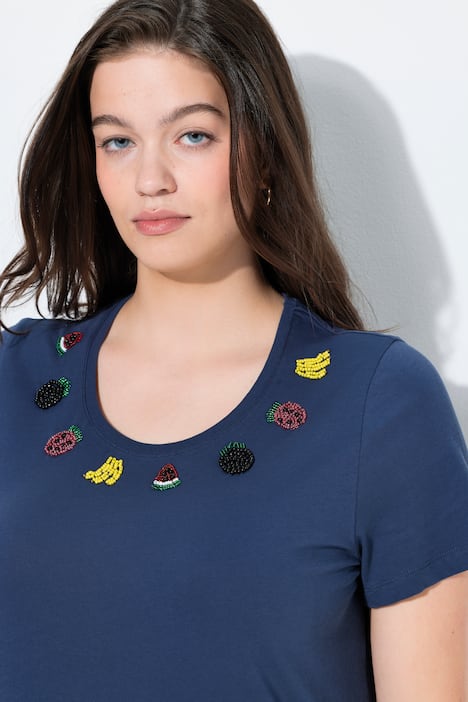 T-shirt, fruit van sierkraaltjes, ronde hals, korte mouwen, biologisch katoen